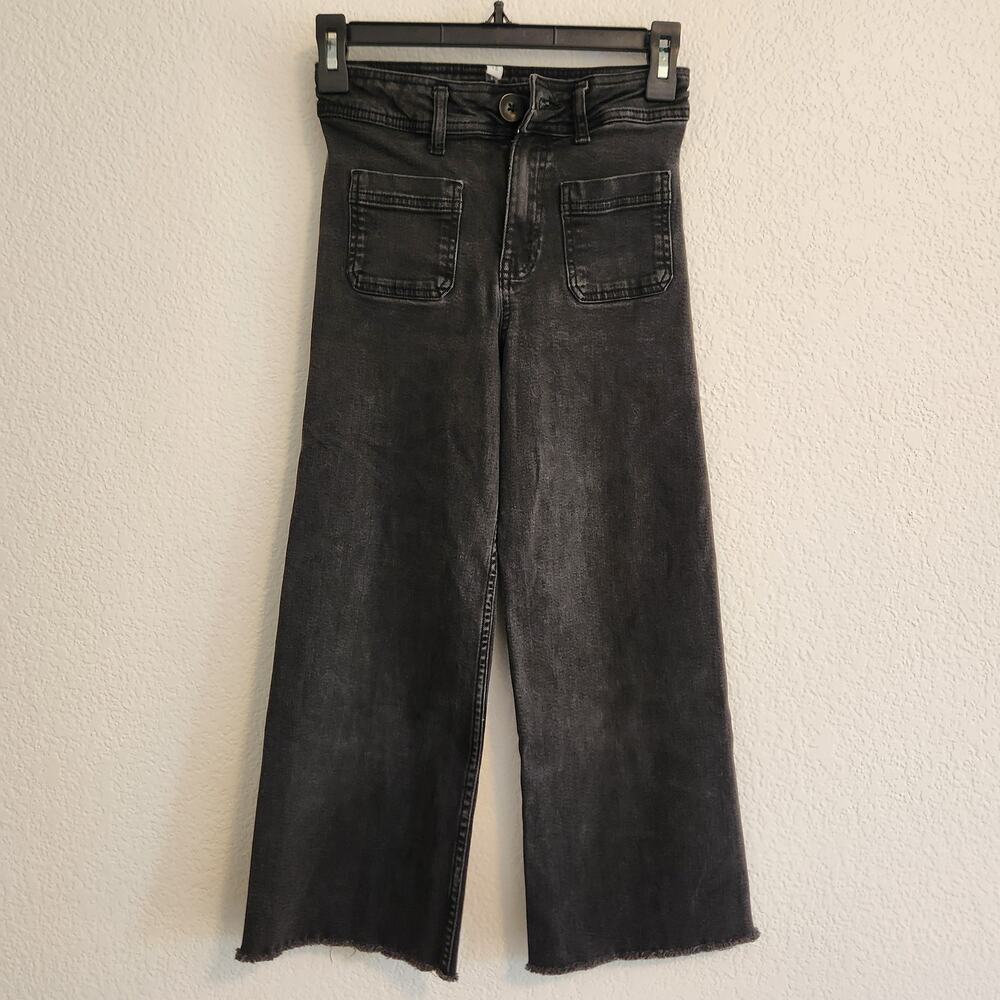 Zara‎ Girl's Size 10 Black Wide Leg Jeans Pre-owned excellent